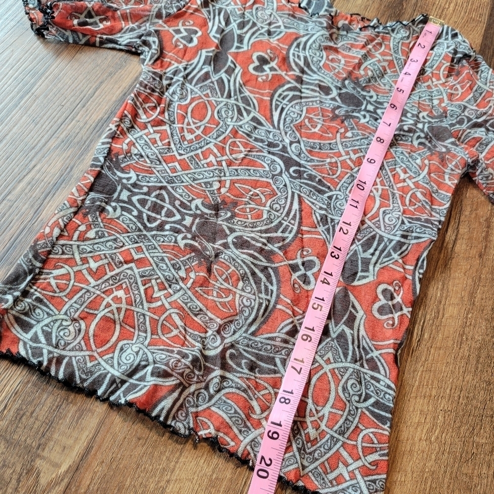 Red Black Fully Mesh Top - Picture 4 of 4